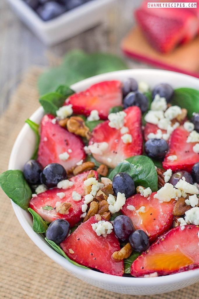 Strawberry Poppy Seed Blueberry Spinach Salad